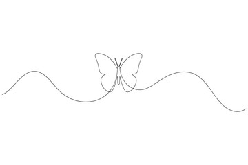 Continuous line butterfly outline in minimalist single line drawing style