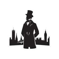 silhouette of a 19th century Victorian England gentleman