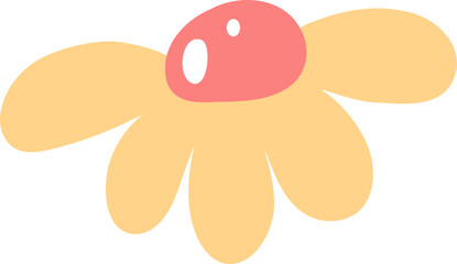 Minimal five-petal flower illustration with yellow center in cute pastel style