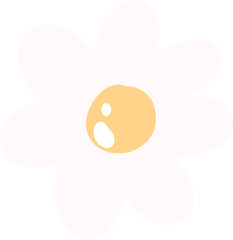 Minimal five-petal flower illustration with yellow center in cute pastel style