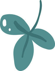 Simple green leaf illustration in flat hand-drawn kawaii style