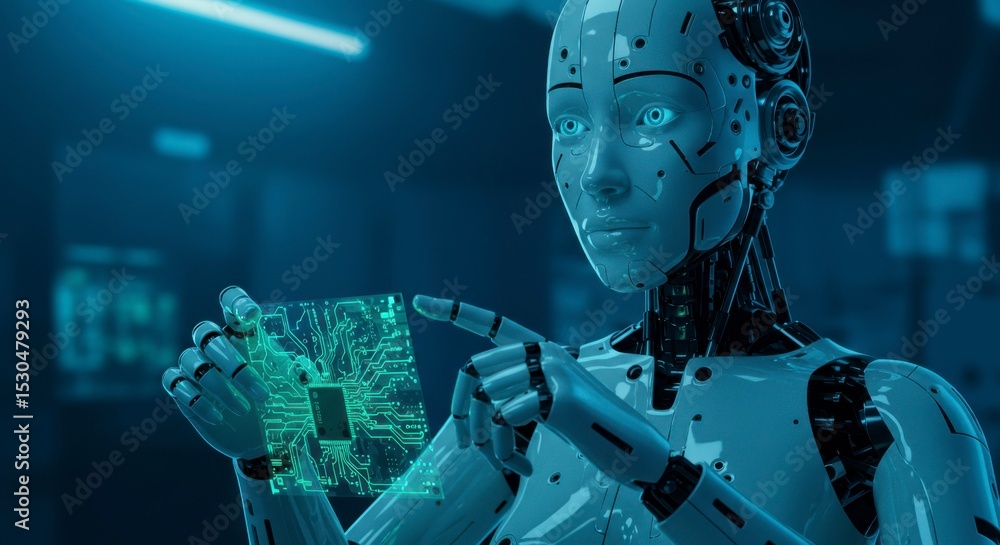 Poster robot examining circuit board