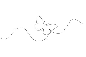 Continuous line butterfly outline in minimalist single line drawing style