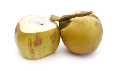 Close-up of coconut against white background 