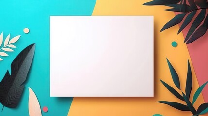 Interactive card template with white space and colorful accents, flat design illustration