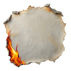 Ripped Grey Paper Fire Damage Isolated on White