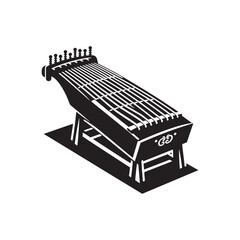 Simple Koto Vector - Koto Silhouette Drawing - Classic Music Illustration.