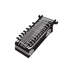 Modern Koto Vector - Clean Koto Silhouette - Cultural Instrument Illustration.