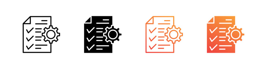 Project Management Multiple Style Icon Set Vector 