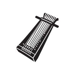 Classic Koto Outline - Vector Koto Design - Asian String Instrument Graphic.