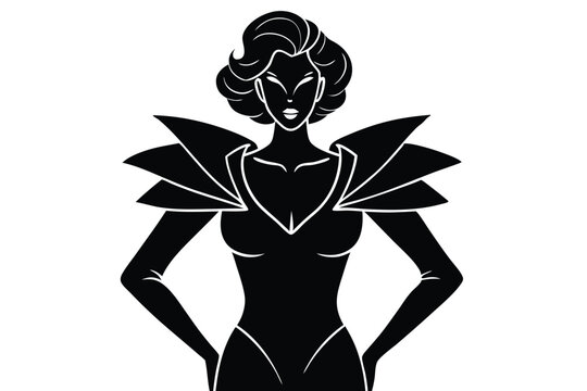 Hand drawn drag queen silhouette with shoulder pads