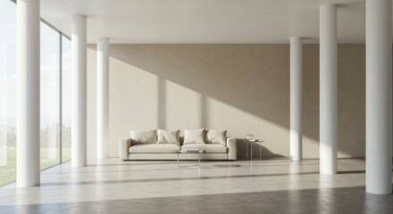 Beige interior with large windows