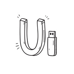 An Illustration of letter U next to USB drive