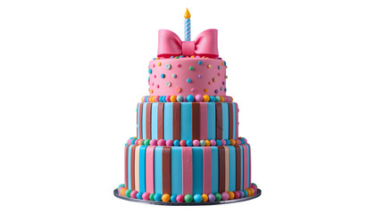 Three-Tiered Birthday Cake with Candy Decorations
