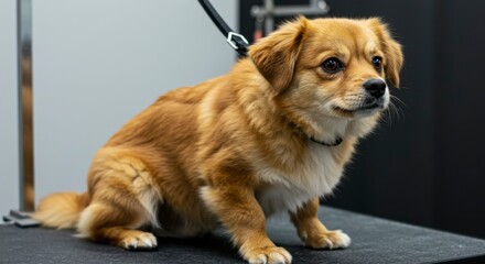 Dog getting groomed