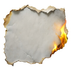 Torn Grey Paper Edge with Burn Marks on White