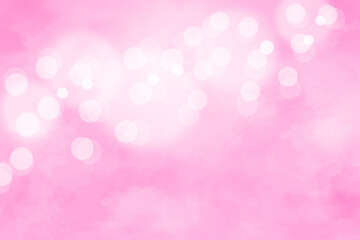 丸ボケ、玉ボケとピンクの水彩タッチのアブストラクト　