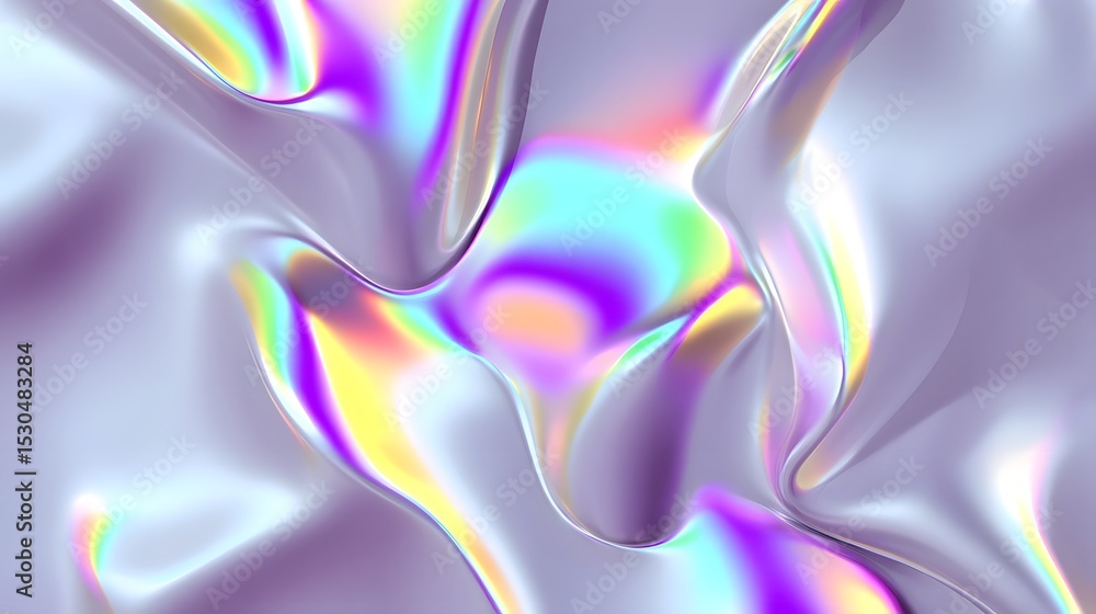 Aufkleber mesmerizing display of undulating, shimmering abstract forms in a kaleidoscope of iridescent, prisma