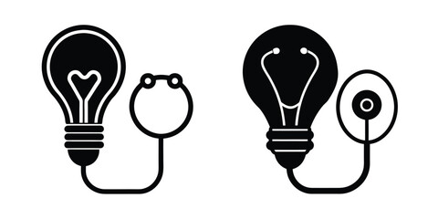 Light Bulb With Stethoscope Symbolizing Healthcare Ideas Isolated on White Background