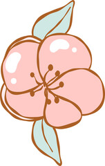 Delicate sakura flower illustration with soft pink petals in kawaii hand-drawn style