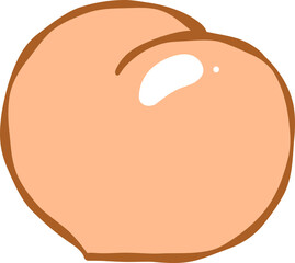Cute peach fruit illustration with soft orange color and green leaves in kawaii hand-drawn style
