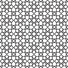 Abstract black and white Islamic pattern, geometric pattern. Modern vector illustration for greeting card, cover, flyer, wallpaper. Abstract texture ornament design, repeating tile