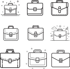Minimalist Flat Line Art Icon of Business Briefcase – Modern Vector Symbol for Work, Job, Career, or Portfolio in Professional UI Design PNG, JPEG, EPS Vector.