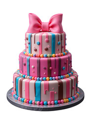 Pretty Pink Three-Tier Cake with Bow