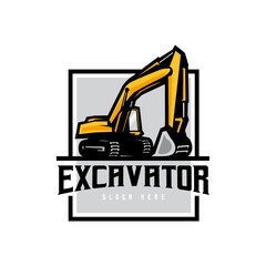 Excavator logo design vector for construction company	