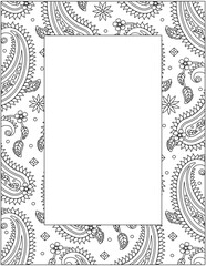Paisley pattern decorative wide frame or border for writing paper, diary, journal, notebook, etc.
