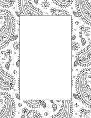 Paisley pattern decorative wide frame or border for writing paper, diary, journal, notebook, etc.
