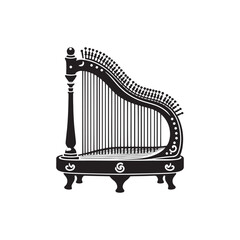 Detailed Zither Silhouette - Zither Vector Icon - Music Instrument Outline Design.