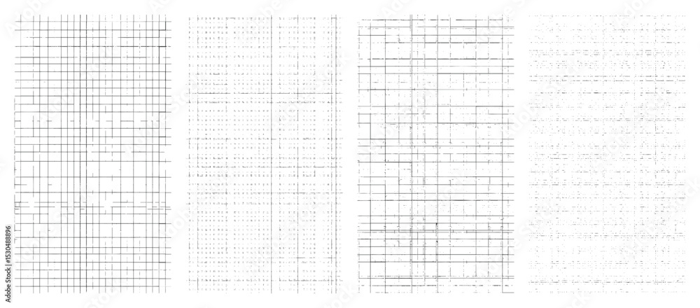 Poster grunge grid texture vector set black white worn geometric lines retro abstract pattern pack on trans