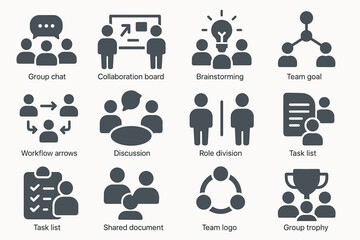 Business icons for teamwork and collaboration concepts