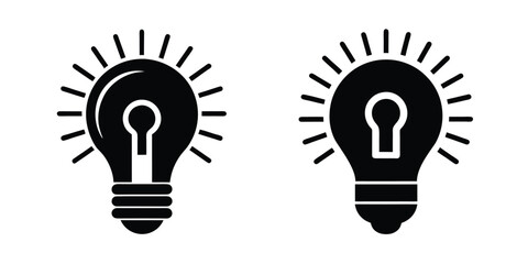 Light Bulb As A Lock Being Opened Symbolizing Ideas Silhouette on White Background