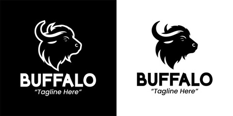 Minimalist Buffalo Logo Design for Corporate Branding with Strong Image and Emblem in Black and White