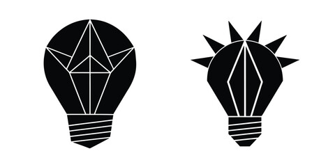 Light Bulb As A Paper Origami Symbolizing Crafted Creativity Silhouette on White Background