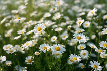 Fresh Field of Daisy Flowers in Bloom