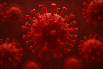 Red Virus Illustration: Abstract Microbe Design