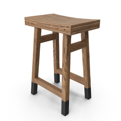 Rustic wooden bar stool isolated on transparent background