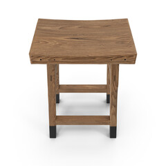 Rustic wooden bar stool isolated on transparent background