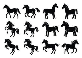 set of horse vector silhouettes
