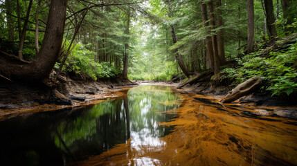 Fototapeta premium Water pollution in swamps. Plastic bottles and other types of waste. Environmental pollution. Ecological disaster, plastic trash.