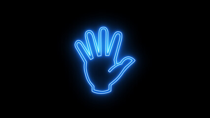 Glowing  Neon Hand icon isolated on black background.