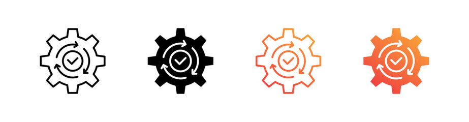 Process Multiple Style Icon Set Vector 