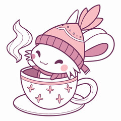 Peaceful Axolotl illustration Cozy winter SVG (in a teacup)