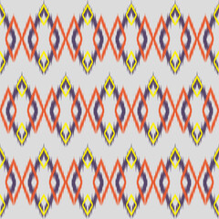 This ikat textile pattern features classic geometric  a modern ethnic twist. Ideal for various creative applications such as textile design, printable materials, interior decoration ,digital product