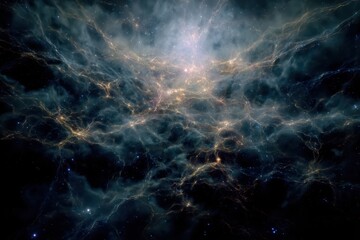 Dark energy field with luminous cosmic clouds and and dark matter - concept illustration