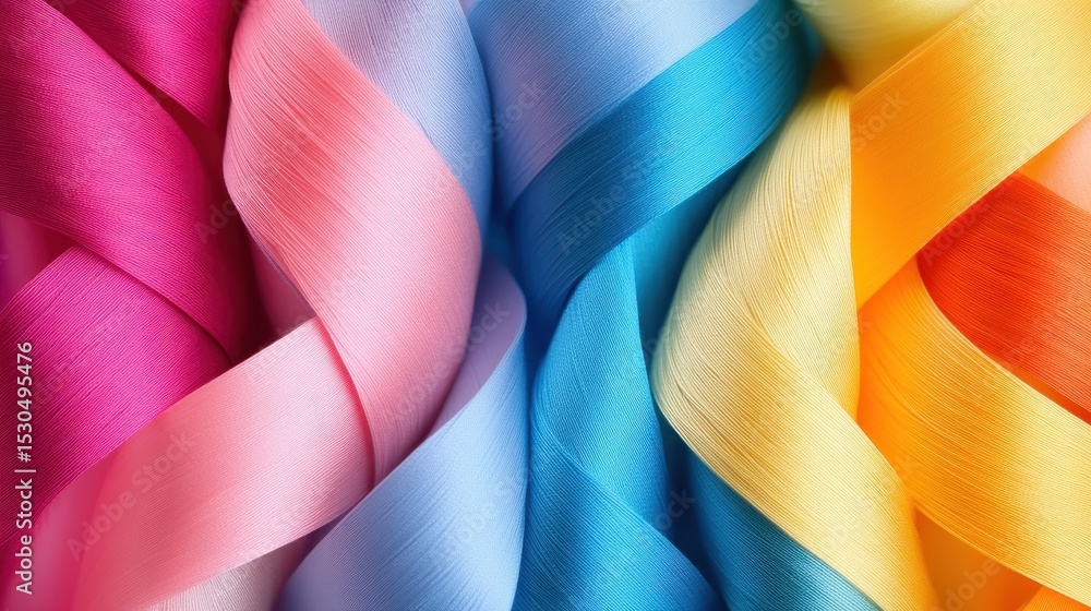 Poster an artistic display of colorful ribbons in soft, flowing patterns creates a harmonious blend of colo