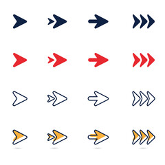 Arrow icon. Mega set of vector arrows. Black arrows icons. Arrow vector collection. Set different cursor arrow direction symbols in flat style. Modern simple arrows
